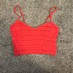 Red Eyelet Crop Top